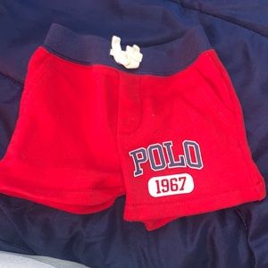 6m polo shorts and white polo shirt